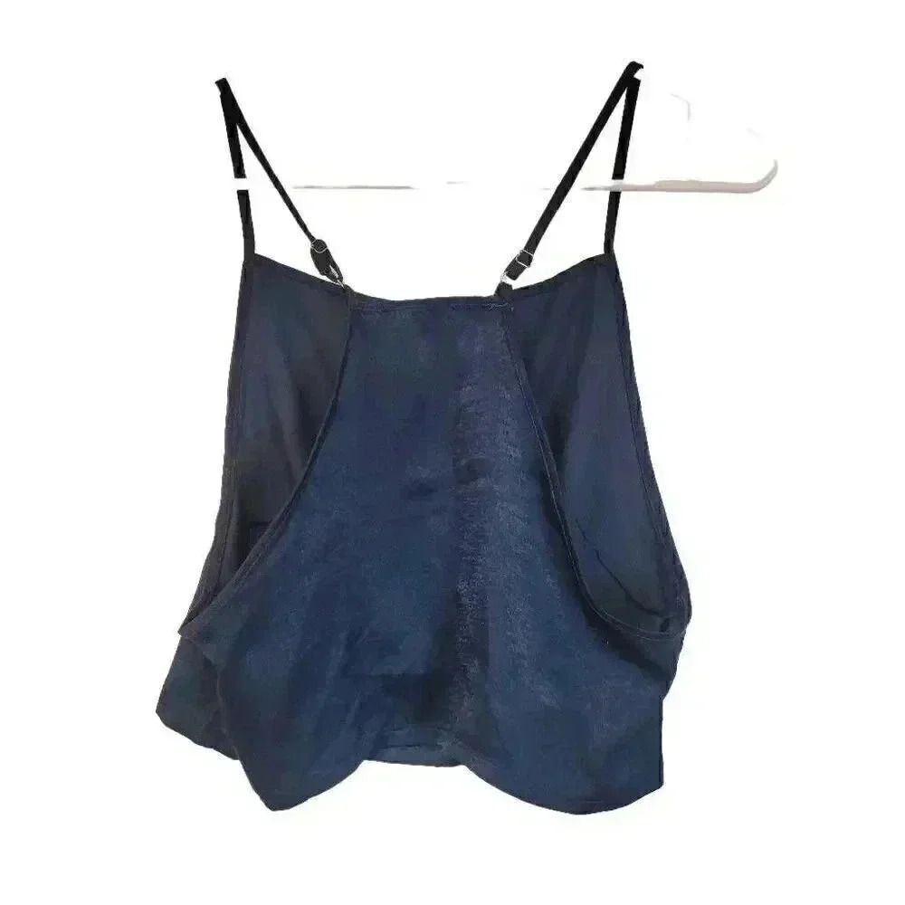 Missguided Women's Steel Blue Shiny Poly Satin Camisole w Adj Straps - Picture 4 of 5
